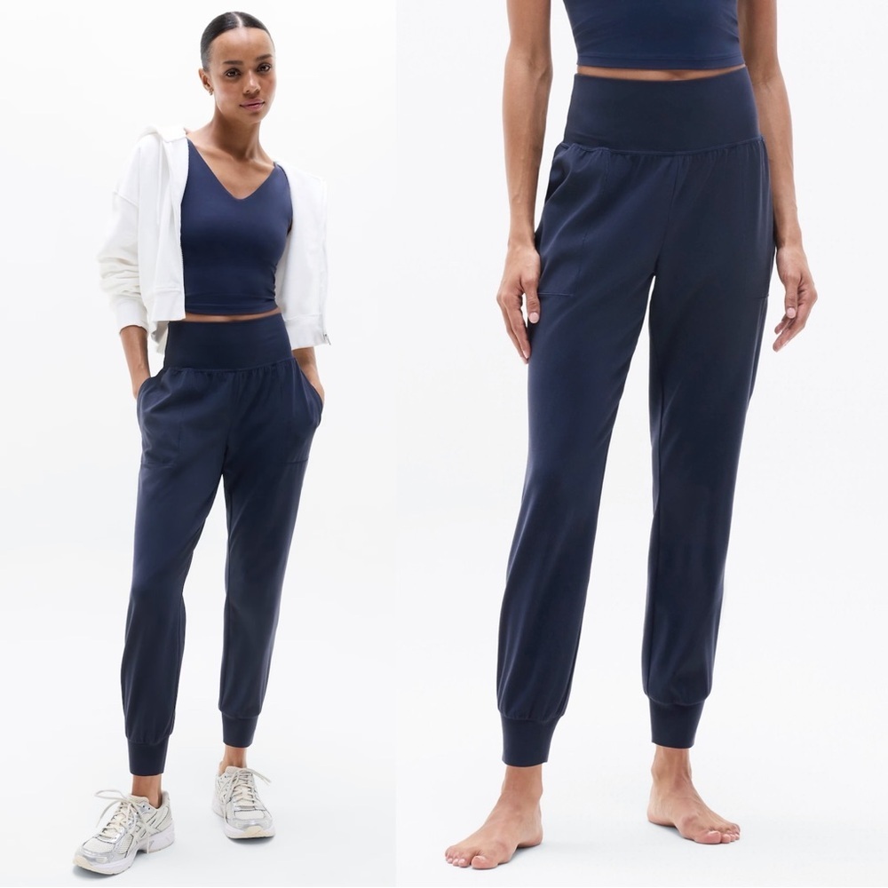 Athleta • Salutation Jogger Powervita pants navy blue high rise athleisure